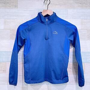 LL BEAN Lightweight 1/4 Zip Pullover Blue Performance Jersey Mock Neck Boys 6X 7